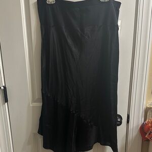 BNWT By Anthropologie Black Satin-Style Midi Skirt